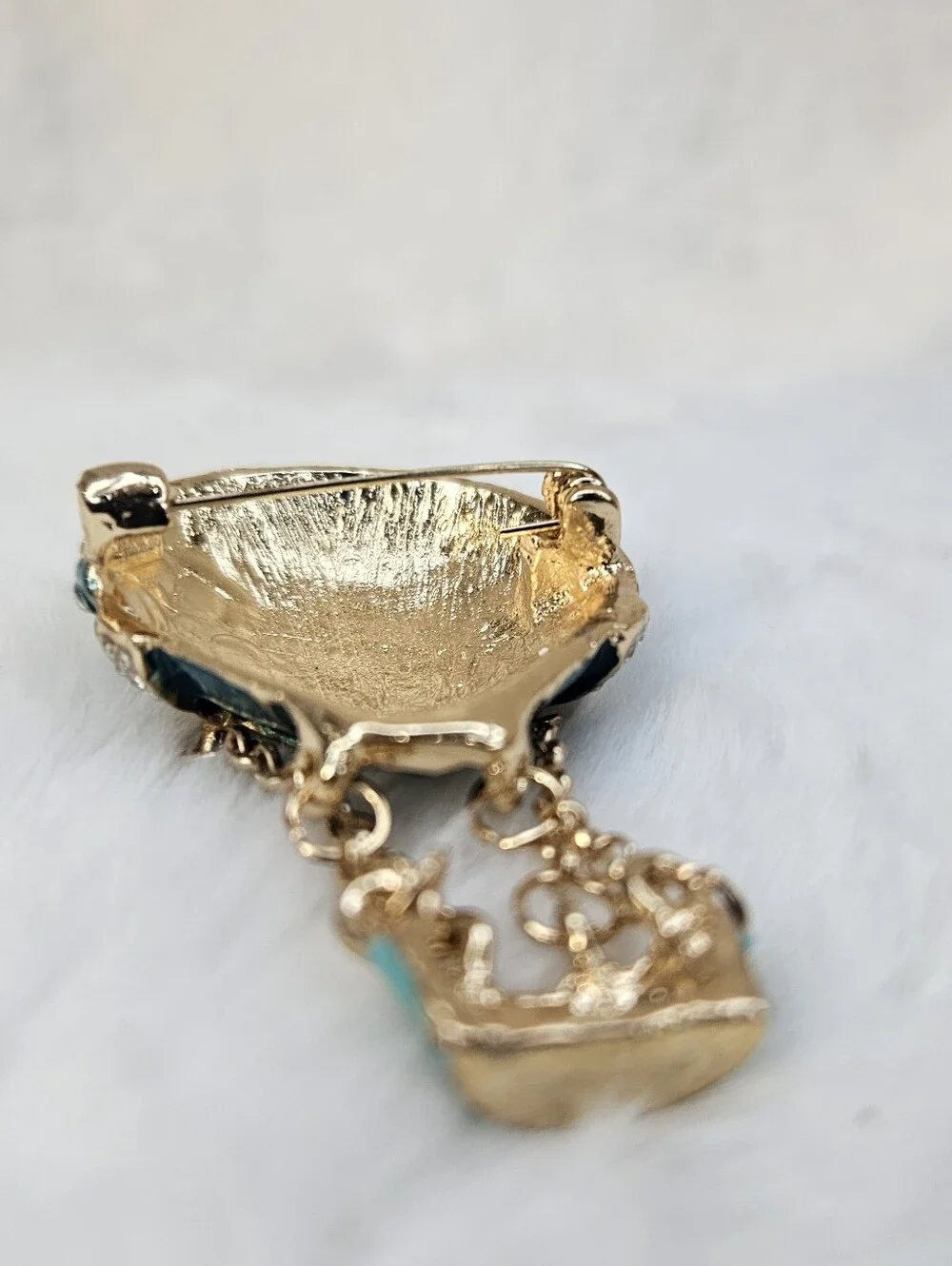 Gold & Teal Hot Air Balloon Brooch